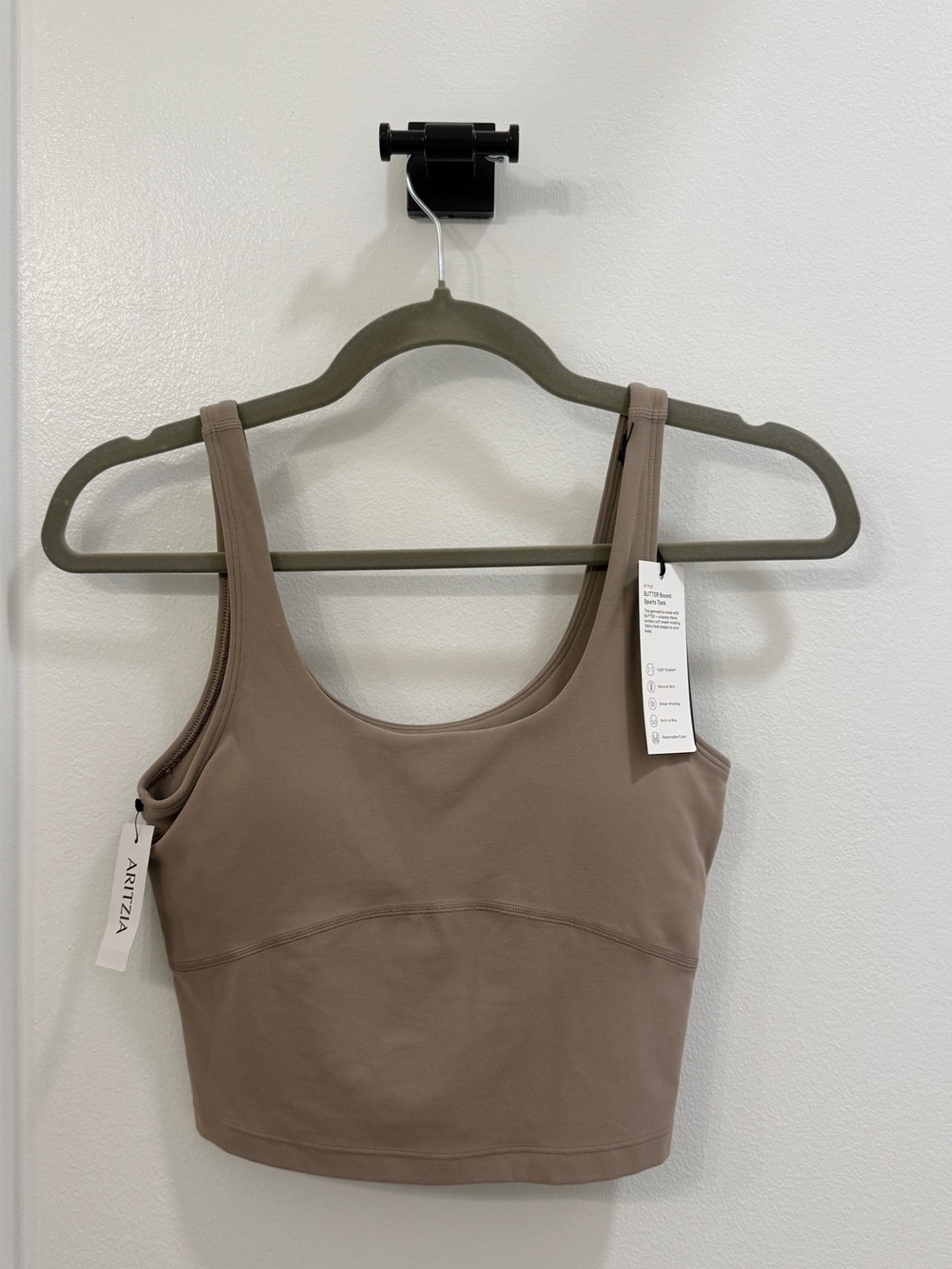 Aritzia Taupe Cropped Scoop Tank